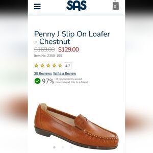 SAS Penny J Slip On Loafer - Chestnut